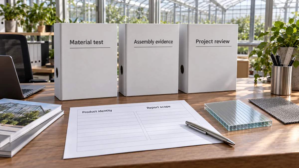 Separate material-test, assembly-evidence and project-review stages.