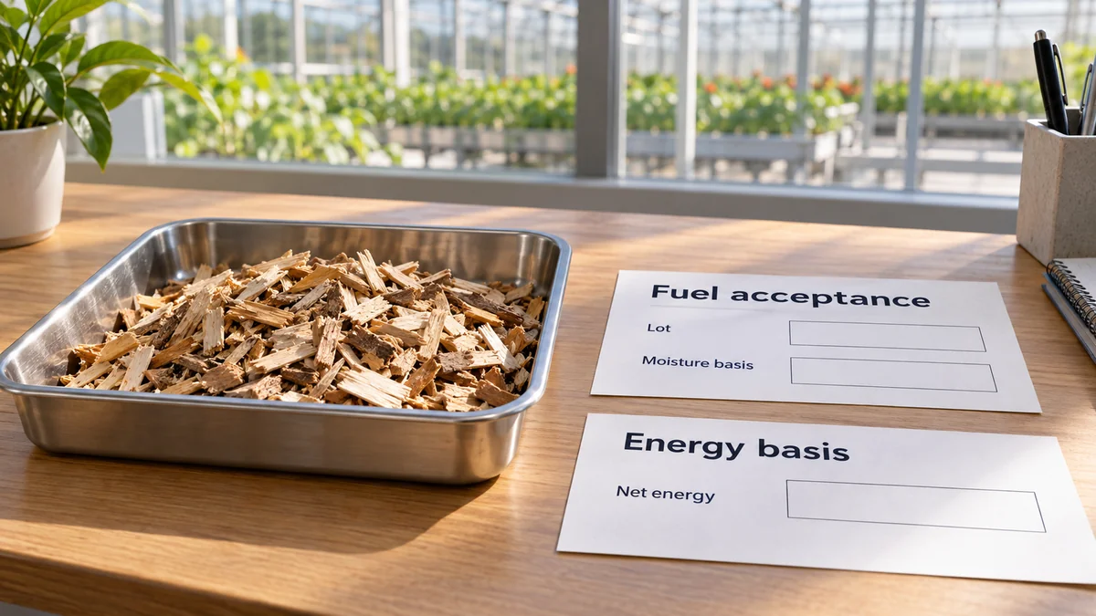 Wood-chip sample and separate fuel acceptance and energy comparison records