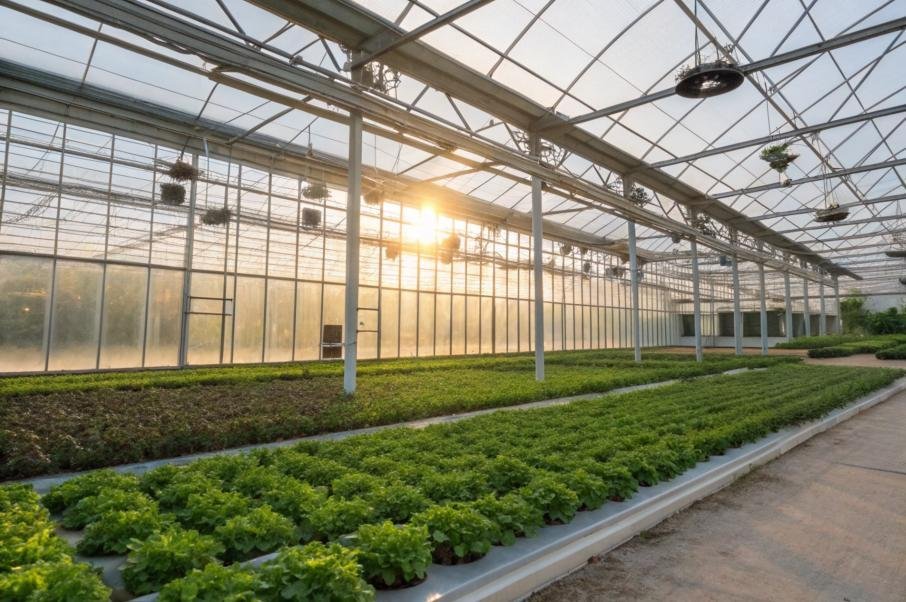 Greenhouse crop beds with irrigation lines inside an existing CFGET article image
