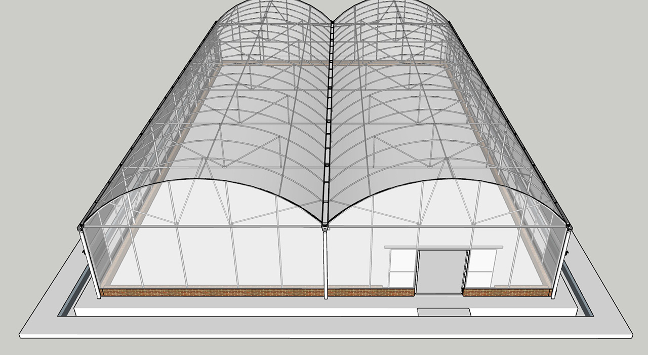 Multi-span-plastic-film-greenhouse-structure